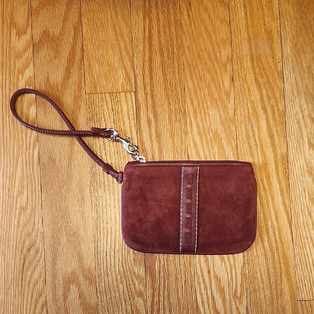 Elegant Brown Suede Wristlet